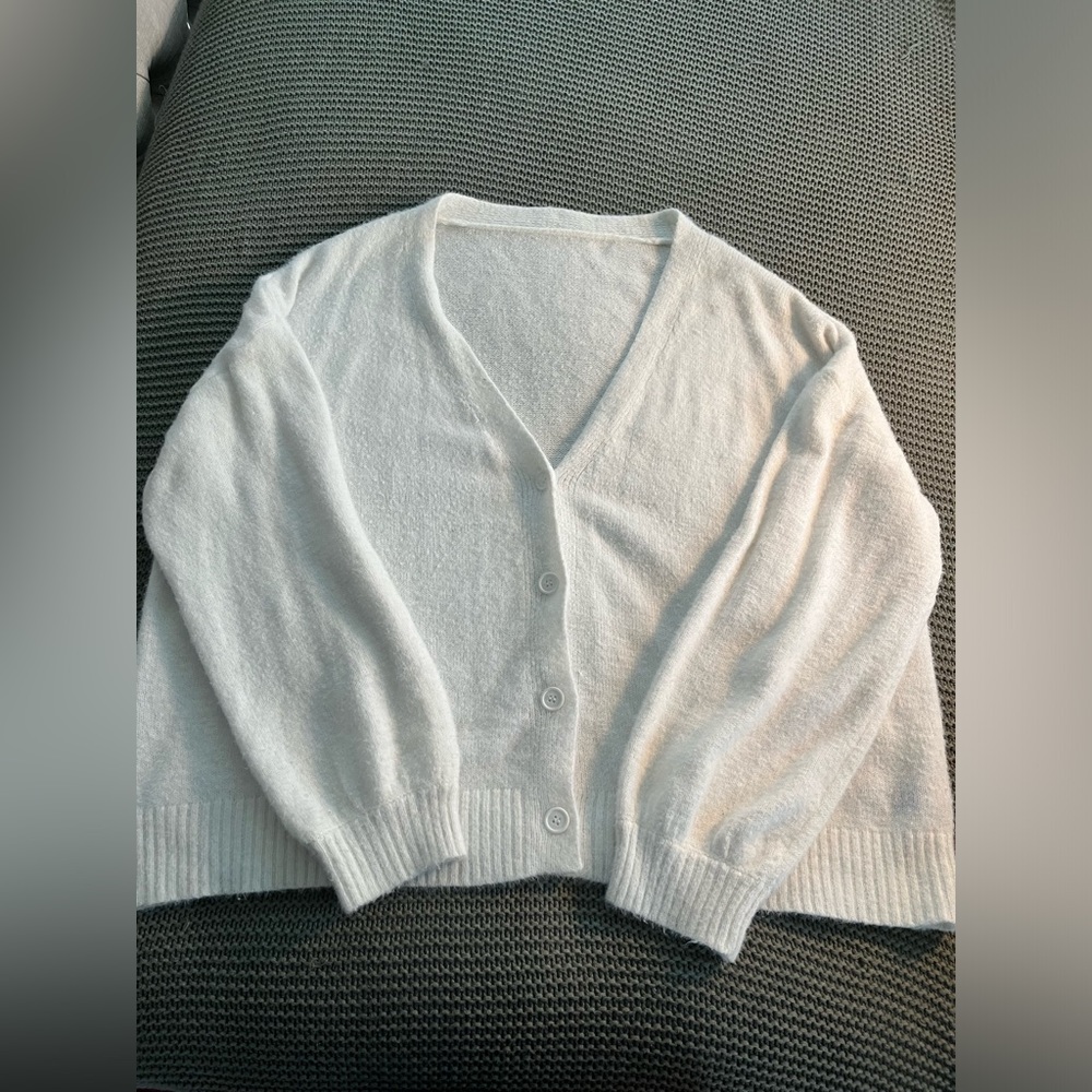 Fluffy plain white sweater